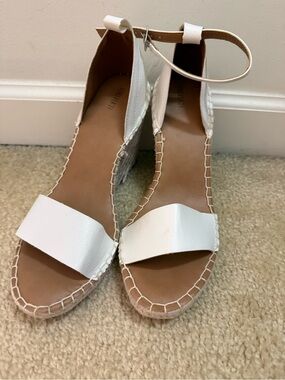 Forever 21 White Ankle-Strap Espadrille Wedges